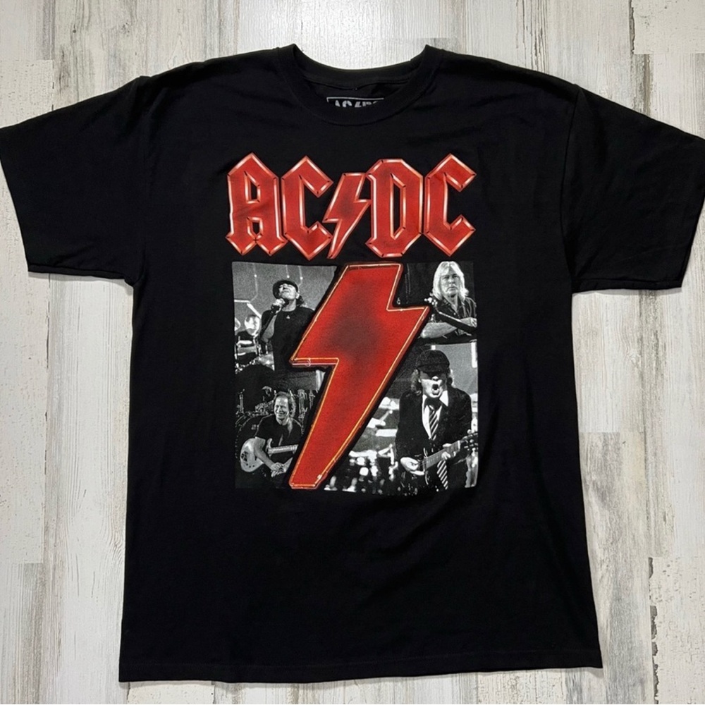 Unisex AC/DC Black Graphic T-Shirt Size Large